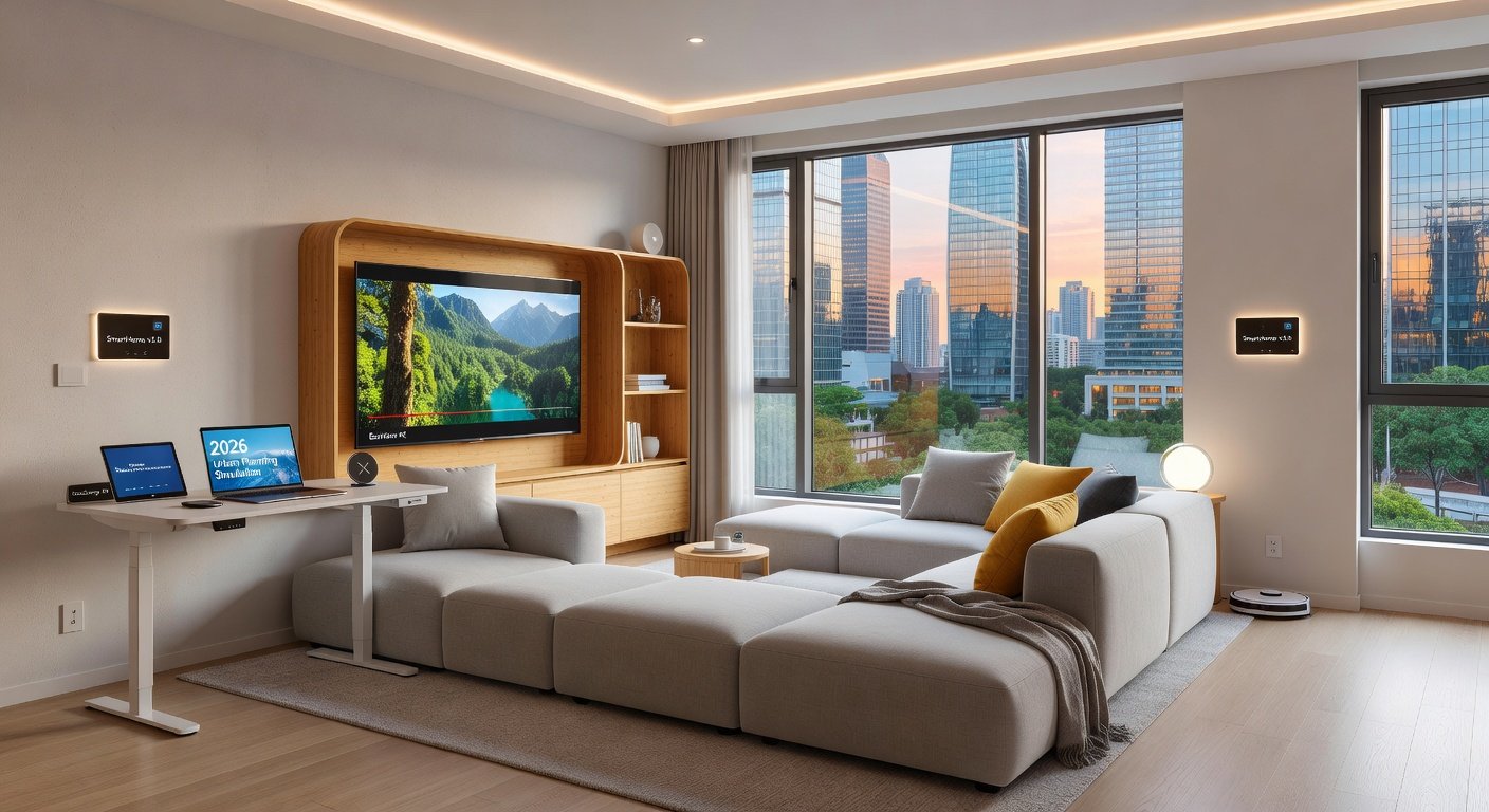 Versatile Living Room Designs 2026: Office & Entertainment